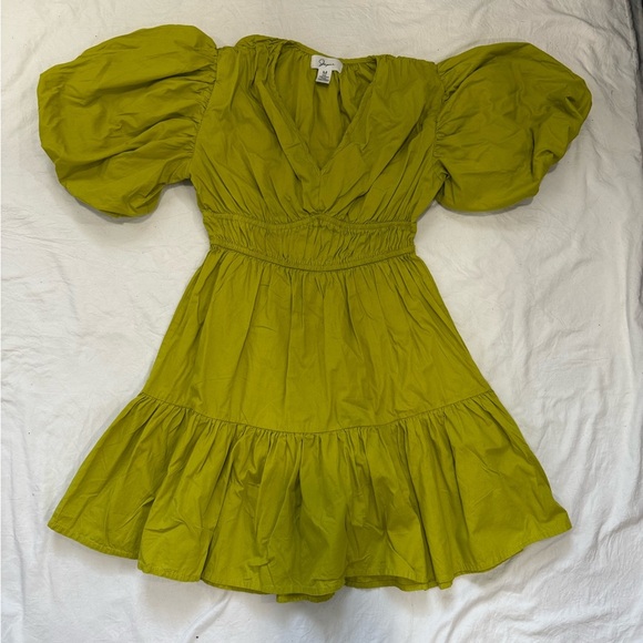 Japna Green Ruffled Puff Sleeve Mini Sundress - Picture 10 of 12